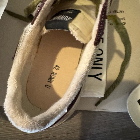 Golden Goose Running Sole Net Upper Shiny Suede Star Red Wine Silver Sneakers - Picture 14 of 16